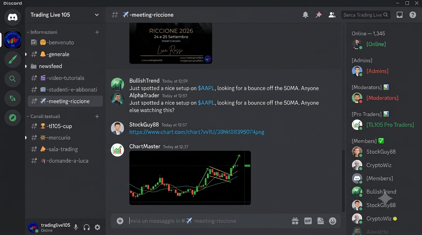 Community Discord Trading Live 105 - canale meeting Riccione 2026